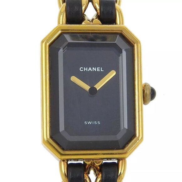 CHANEL Premiere Watches gold/black blackDial Plated Gold/leather Quartz Women - Picture 1 of 8